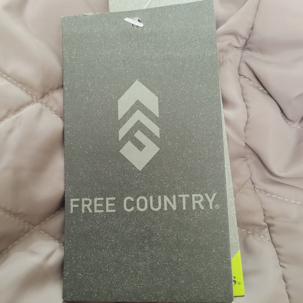 NWT Free Country Taupe Quilted Faux Fur Reversible Zip Puffer Vest Size L - Picture 9 of 13